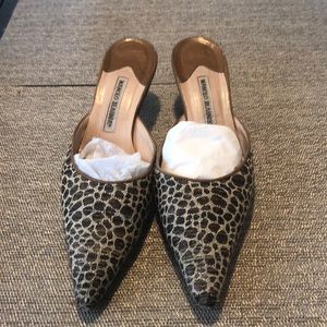Manolo Blahnik leopard slides